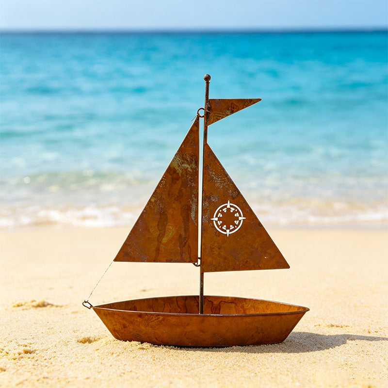 ⛵ 49% OFF NOW! 🌱 Rustic Sailboat Metal Planter – Handcrafted, weather-resistant & perfect for succulents, herbs or flowers – charming garden or shelf decor 🏡