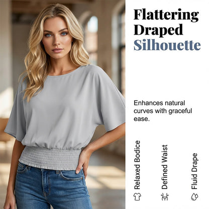 Women's Dolman Sleeve Top with Smocked Waist
