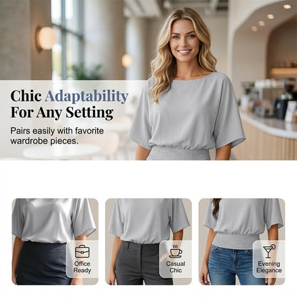 Women's Dolman Sleeve Top with Smocked Waist