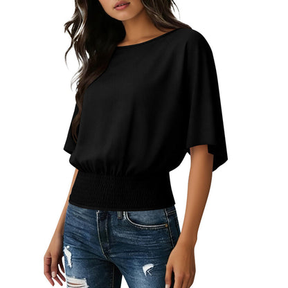 Women's Dolman Sleeve Top with Smocked Waist