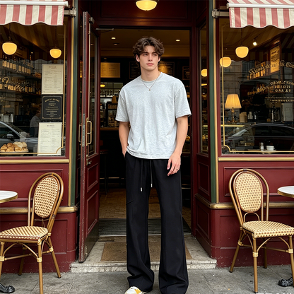Men's Wide-Leg Pants with Breathable Mesh