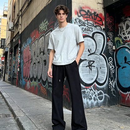Men's Wide-Leg Pants with Breathable Mesh