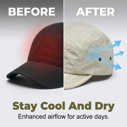 Short Brim Packable Cap – 5-Panel Urban Hat, Lightweight Crinkle Fabric, Foldable & Soft Top, Casual Streetwear Unisex