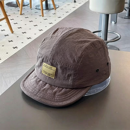 Short Brim Packable Cap – 5-Panel Urban Hat, Lightweight Crinkle Fabric, Foldable & Soft Top, Casual Streetwear Unisex
