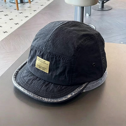 Short Brim Packable Cap – 5-Panel Urban Hat, Lightweight Crinkle Fabric, Foldable & Soft Top, Casual Streetwear Unisex