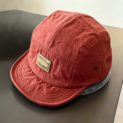 Short Brim Packable Cap – 5-Panel Urban Hat, Lightweight Crinkle Fabric, Foldable & Soft Top, Casual Streetwear Unisex