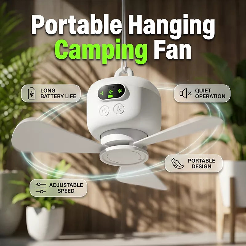 Rechargeable ceiling fan with LED lights 🌬️✨