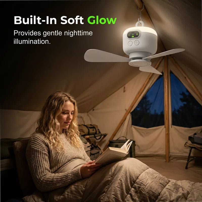 Rechargeable ceiling fan with LED lights 🌬️✨