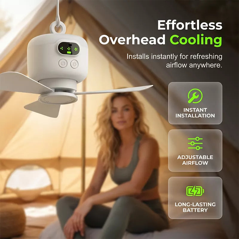 Rechargeable ceiling fan with LED lights 🌬️✨