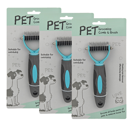 Dual-Sided Pet Grooming Rake for Dogs & Cats