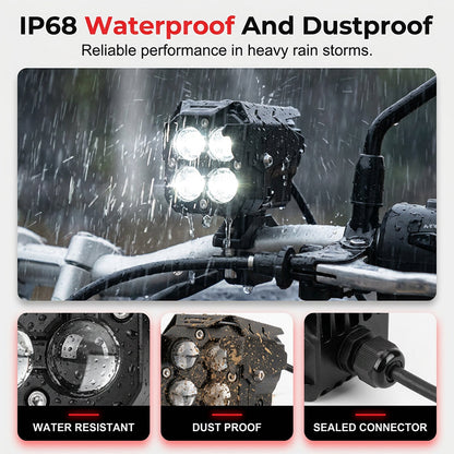 High-Power Quad-Lens Motorcycle LED Spotlight