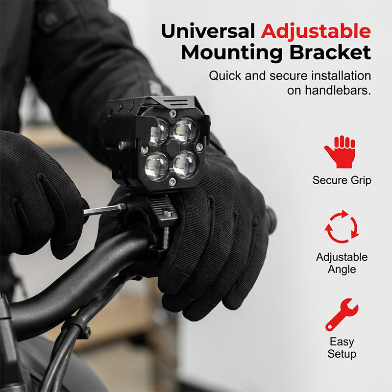 High-Power Quad-Lens Motorcycle LED Spotlight