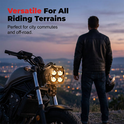 High-Power Quad-Lens Motorcycle LED Spotlight
