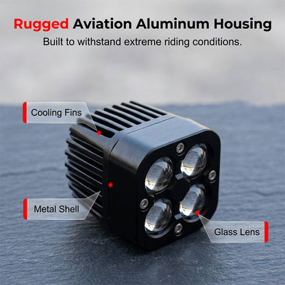 High-Power Quad-Lens Motorcycle LED Spotlight