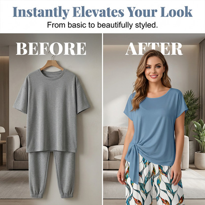 👗 49% OFF NOW!  🔥 Women's Side-Tie Top & Patterned Pants Set