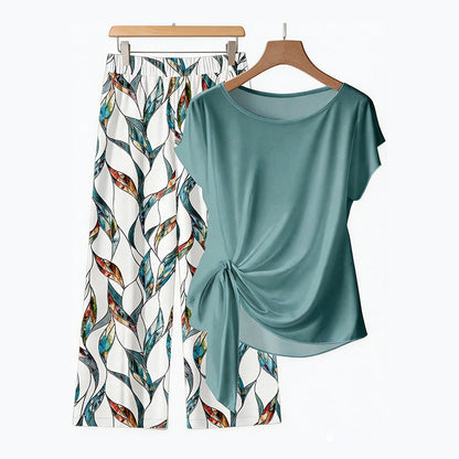 👗 49% OFF NOW!  🔥 Women's Side-Tie Top & Patterned Pants Set