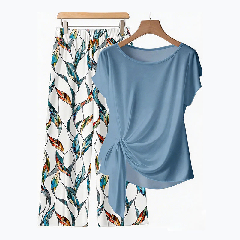 👗 49% OFF NOW!  🔥 Women's Side-Tie Top & Patterned Pants Set