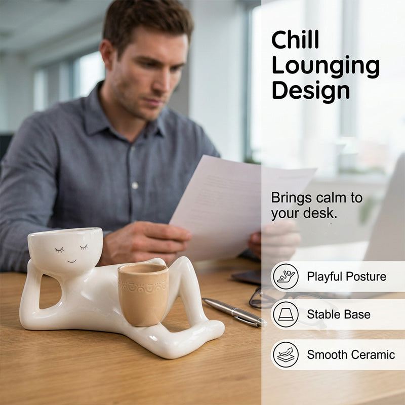 🪴😊 Quirky ceramic planter – smiling face, relaxing desk decor!