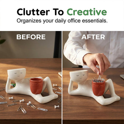 🪴😊 Quirky ceramic planter – smiling face, relaxing desk decor!