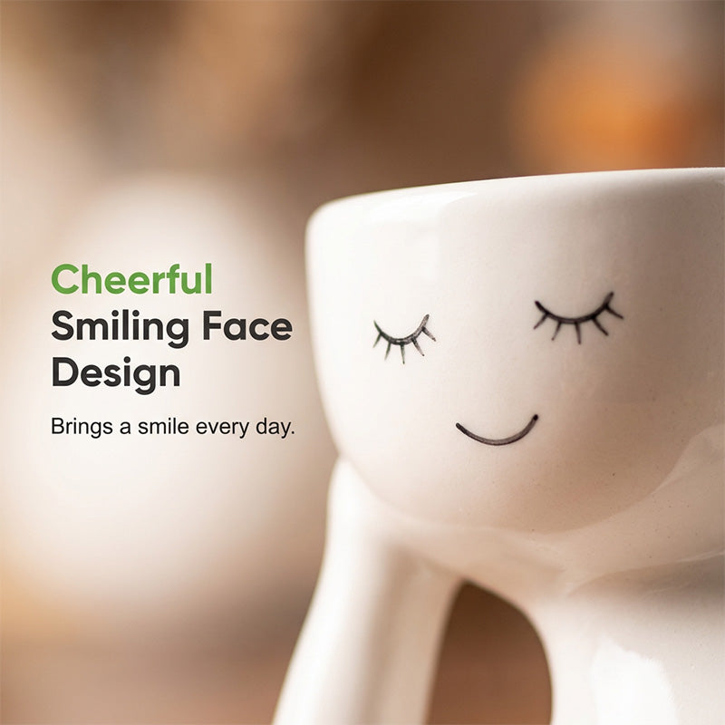 🪴😊 Quirky ceramic planter – smiling face, relaxing desk decor!
