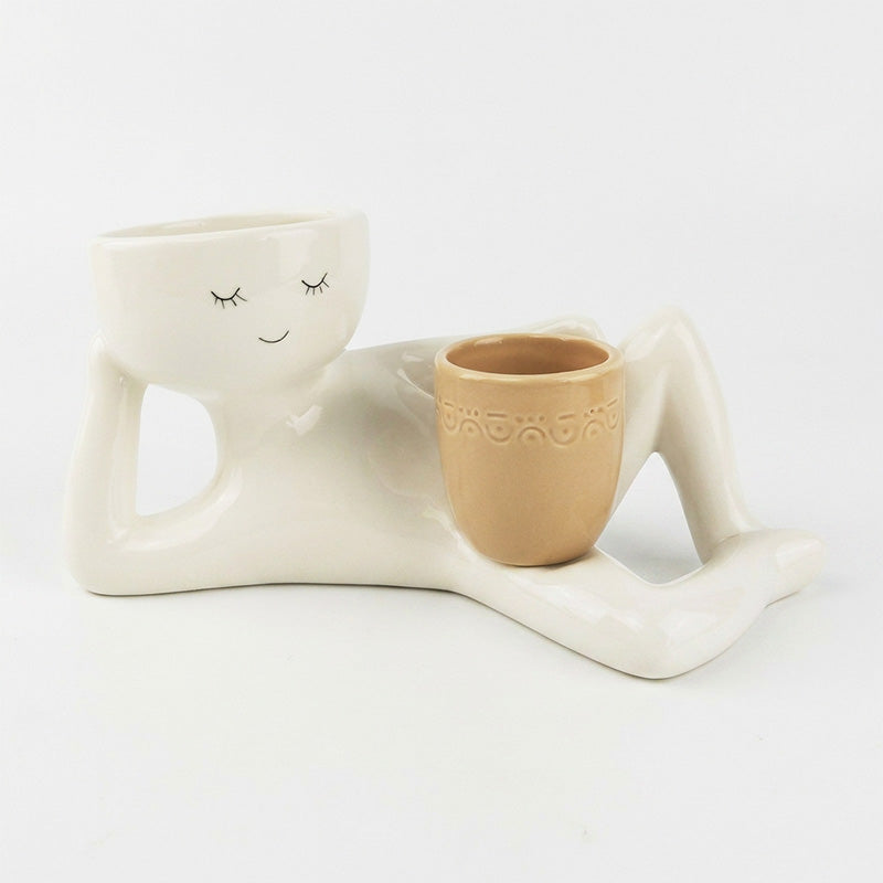 🪴😊 Quirky ceramic planter – smiling face, relaxing desk decor!