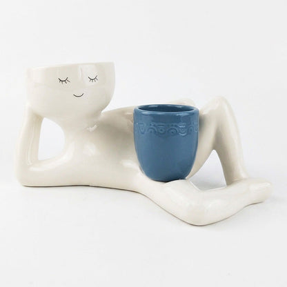 🪴😊 Quirky ceramic planter – smiling face, relaxing desk decor!