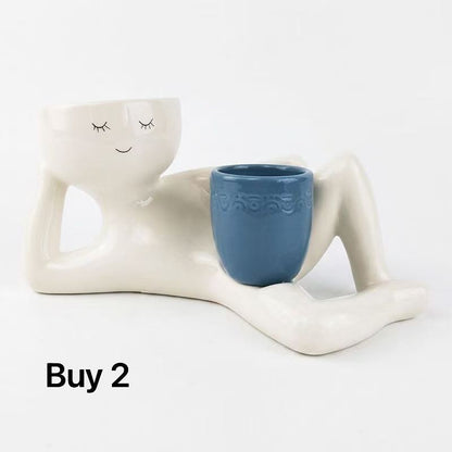 🪴😊 Quirky ceramic planter – smiling face, relaxing desk decor!