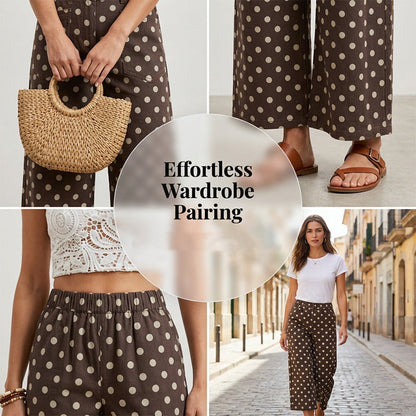 🌸 Women's Casual Polka Dot Wide Leg Pants