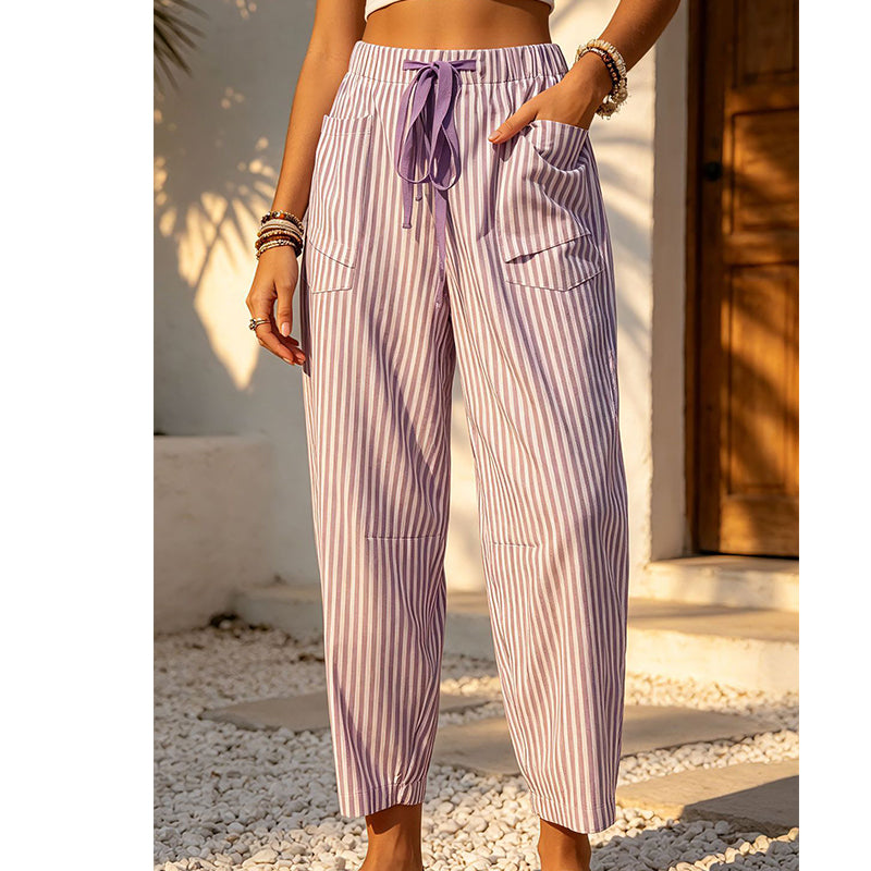 Women's Striped Cropped Lounge Pants