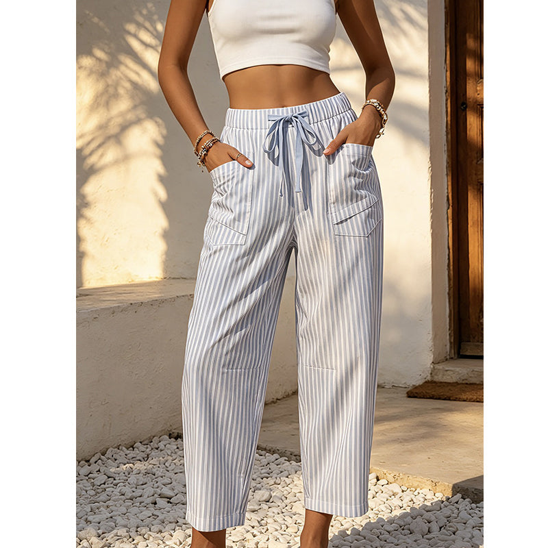 Women's Striped Cropped Lounge Pants