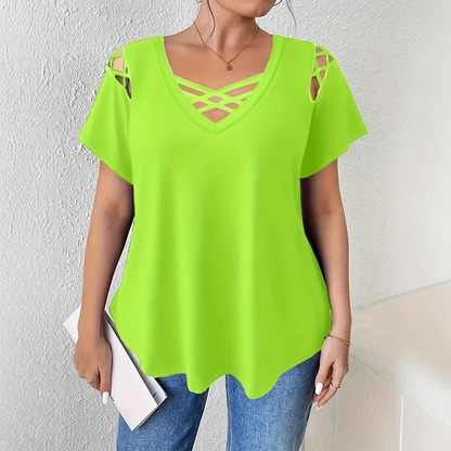 Women's Chic Criss-Cross V-Neck T-Shirt