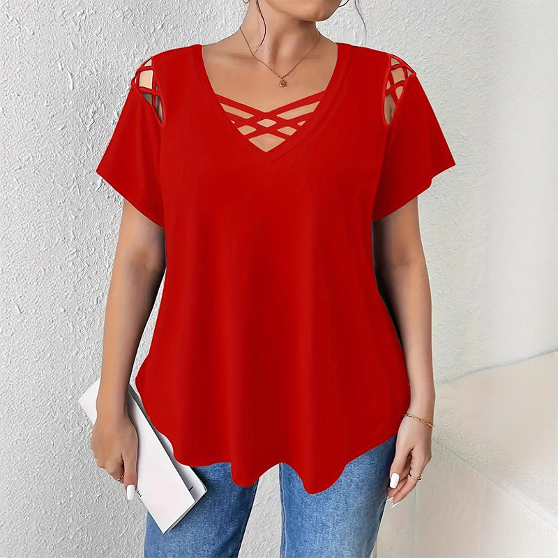 Women's Chic Criss-Cross V-Neck T-Shirt