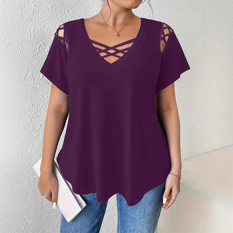 Women's Chic Criss-Cross V-Neck T-Shirt
