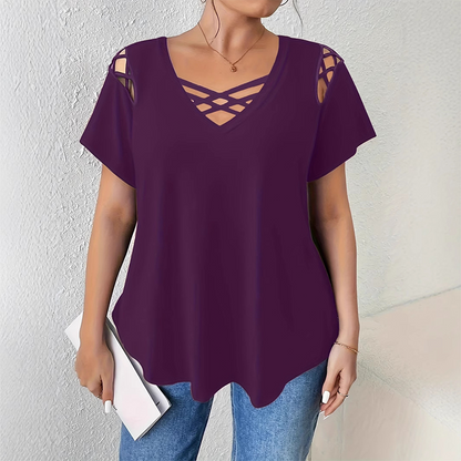 Women's Chic Criss-Cross V-Neck T-Shirt