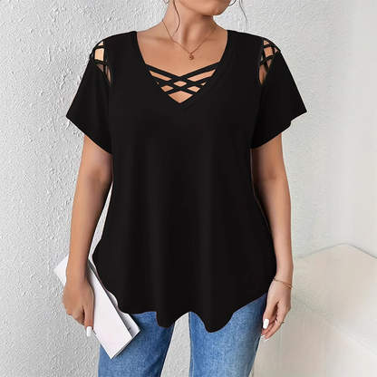 Women's Chic Criss-Cross V-Neck T-Shirt