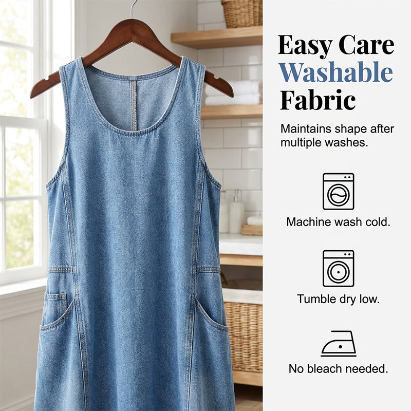 🔥Women's Sleeveless Maxi Denim Dress with Pockets