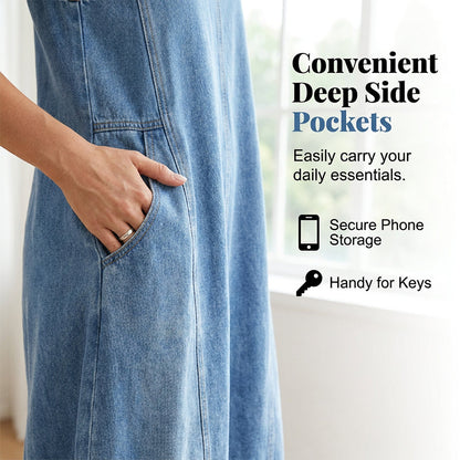 🔥Women's Sleeveless Maxi Denim Dress with Pockets