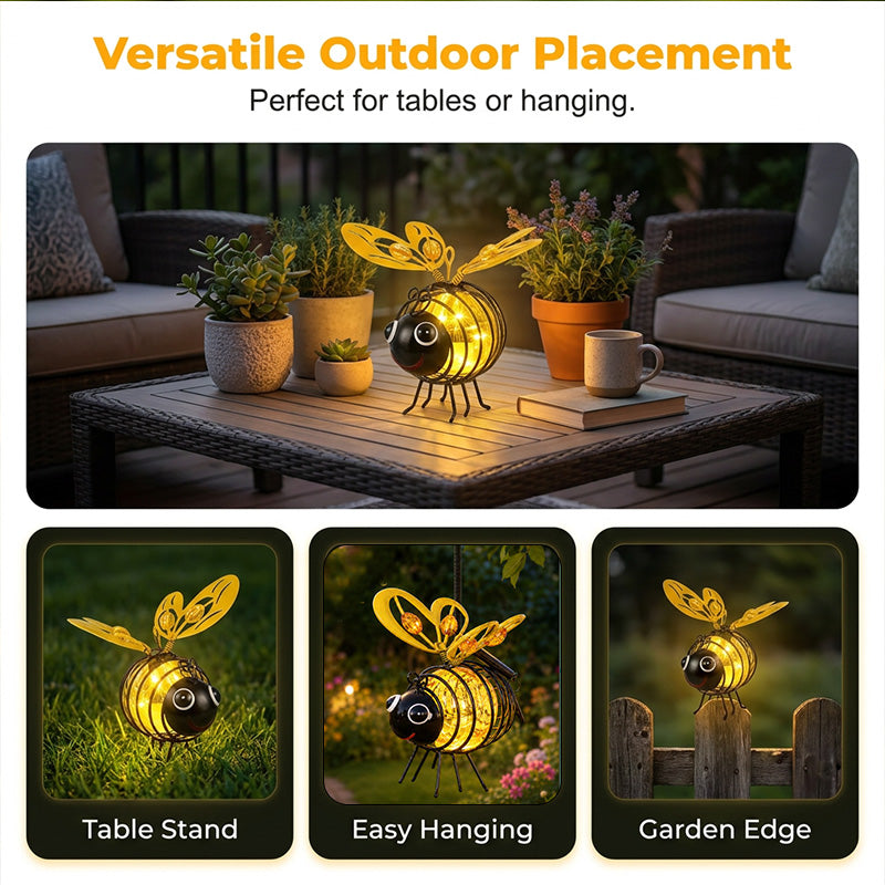 ✨🐝Solar Heart-Winged Bee Light | Weather-Resistant Metal Garden Ornament with Warm Glow