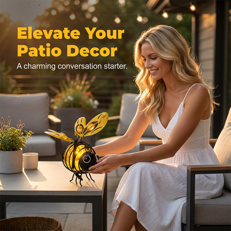 ✨🐝Solar Heart-Winged Bee Light | Weather-Resistant Metal Garden Ornament with Warm Glow
