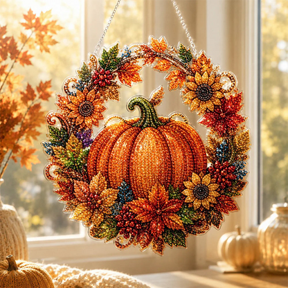 Pumpkin Diamond Art DIY Hanging Ornament Kit