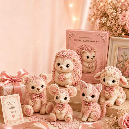 🎀49% OFF🎁Pink Enchanted Forest DIY Felt Patchwork Kit