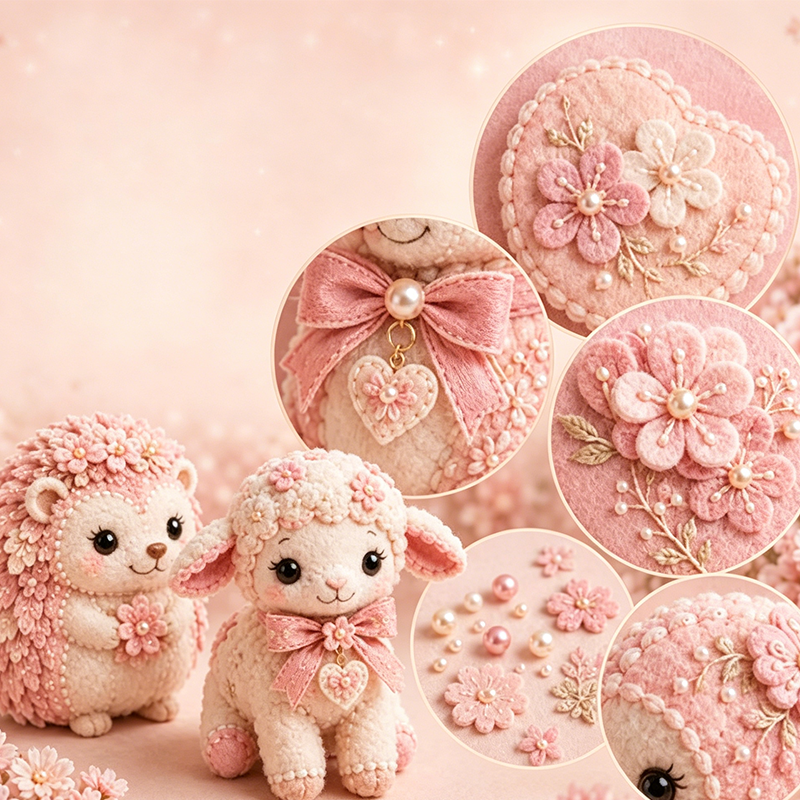 🎀49% OFF🎁Pink Enchanted Forest DIY Felt Patchwork Kit