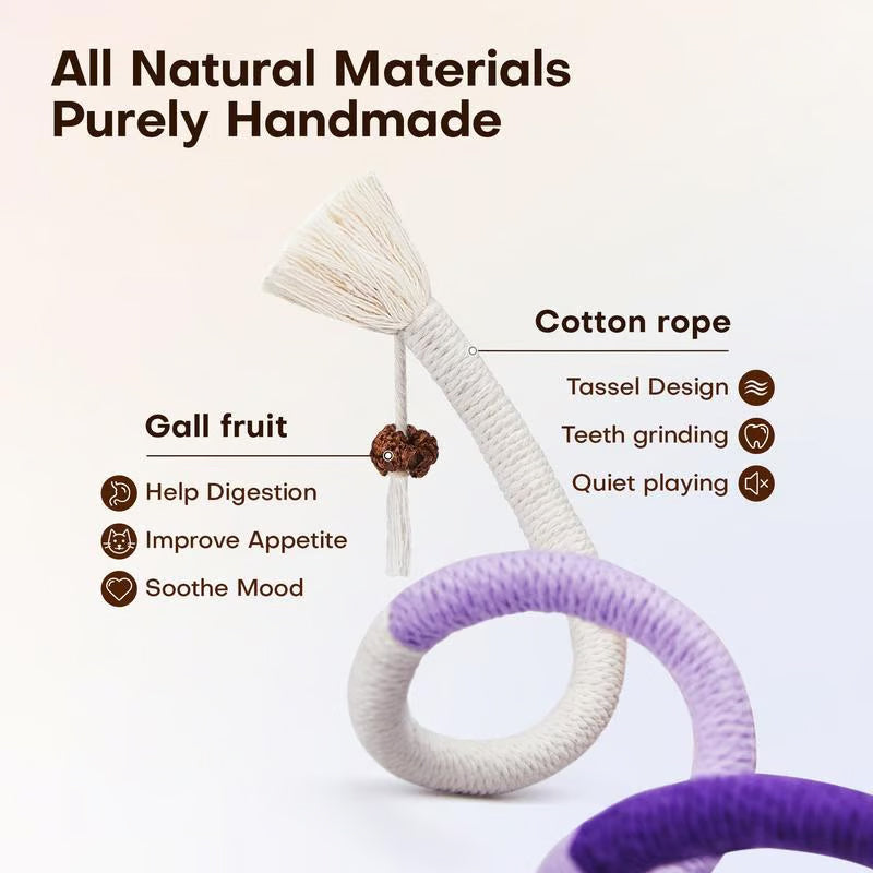 🐾🧶Cat Toys Chew Ropes 3Pcs, Safe Teeth Cleaning Toy for Indoor Kittens, Calming Interactive Kitty Toys