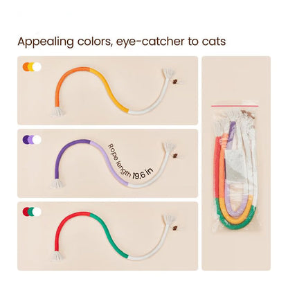 🐾🧶Cat Toys Chew Ropes 3Pcs, Safe Teeth Cleaning Toy for Indoor Kittens, Calming Interactive Kitty Toys