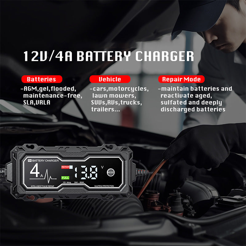 🔋 Smart Car Battery Charger – Test, Charge & Maintain with Ease ⚡