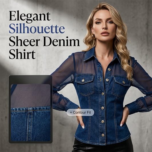 Women's Mesh Patchwork Denim Top