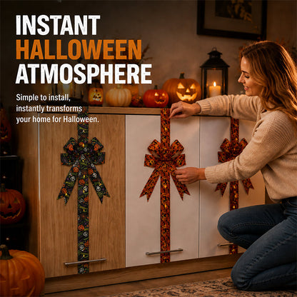🎃 LED Lighted Halloween Cabinet Bow – Glowing Pumpkin & Ghost Decor for Doors & Cabinets | LIMITED TIME 👻