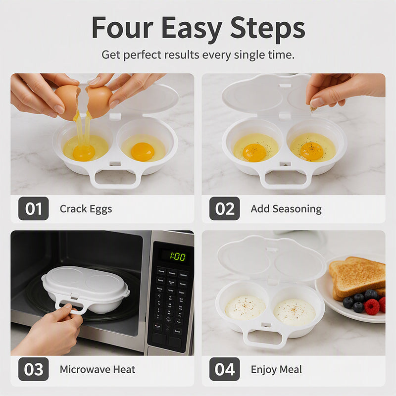 🍳✨Dual Cavity Microwave Egg Poacher