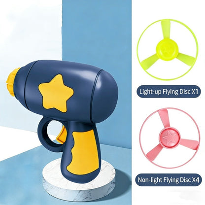 🛸 LED Flying Disc Launcher Gun Toy – Glowing discs, long range & easy to use