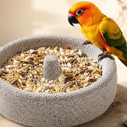 🔥2-in-1 Volcanic Rock Bird Food Bowl & Beak Grinder